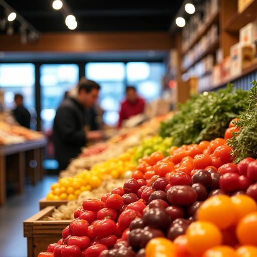 Vibrant market display during a special event.