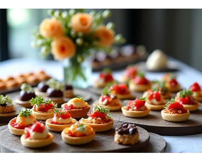 Elegant spread of catering canapés and small bites